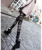 European Fashion New Design Women's Sexy Bodyon Lace Gace Patchwork Perspective Pu Leather Tunic Pants Leggings Plus Size LXL