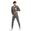 Wholesale-X52 Mens Winter Warm Soft Fleece Inner Wear Thermal Long Johns Pajamas Set Sleepwear