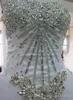 Koronkowe aplikacje luksusowe kryształy suknia balowa suknie ślubne ukochane kaplica pociąg koralikowy sukienki ślubne koronkowe sukienki