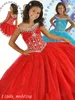 Red Light Aqua Girl's Pageant Dress Princess Ball Gown Tulle Party Cupcake Prom Dress For Young Short Girl Pretty Dress For Little Kid