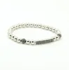 Nya smycken 6mm Real Gold Platinum Rose Black Plated Micro Inlay Black Cz Tube Beaded Armband