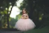 ローズゴールドスパンコールブラッシュチュチュフラワーガールズドレスふるいスカート全長小さな幼児の幼児の結婚披露宴フォームのドレス