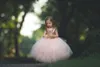 Rosa de Ouro Lantejoulas Blush Tutu Flor Meninas Vestidos Inchado Saia Comprimento total Pequeno Da Criança Festa de Casamento Infantil Comunhão Forml Vestido