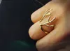 10 Pçs / lote 2015 Moda 18 k banhado a ouro anel de prata chapeamento Grandes anéis de chifres para as mulheres por atacado e Blend Cor frete grátis