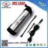 Hot Selling 36V 12Ah Lithium Battery Bottle for Electric Bikes with 2.4Ah 18650 cell 15A BMS and 42V 2A Charger FREE SHIPPING