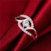 Hot sale Bicyclic gemstone 925 silver plated ring DMSR142 Brand new high grade sterling silver plated finger rings