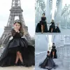 2016 robes de concours noires populaires pour les filles bijou à manches longues robes de fille de fleur pour les tout-petits adolescents enfants portent une fête de communion Dr5989237