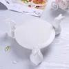 Creative Ceramics Rabbit Cake Plate Stand Decorative Porcelain Bunny Statue Fruits Plate Dinnerware Ornament Gift and Craft