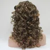 top quality New Fashion super sexy yellow blonde mix auburn 34 wig with headband curly long half wig1273567