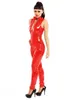 Wetlook femmes Faux cuir Catsuit Sexy col roulé sans manches body fétiche fermeture éclair moulante Stretch combinaison érotique Costumes