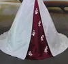 Design weiße und rote Brautkleider von Schulterblumen Applique Satin Aline Brautkleider Vestido de noiva Custom W1141100823