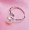 7.5-8mm Freshwater Pearl Ring Inlaid Rhinestone 925 Silver Accessories