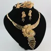 Gioielli africani oro 18 carati \ argento placcato strass dichiarazione collana bracciale anello orecchino moda donna set di gioielli di alta qualità