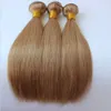 Straight TOP Honey Blonde Color Brazilian Human Hair Weft 27 Peruvian Indian Malaysian Cambodian Human Hair Weave Extensions 3 Bundles weft