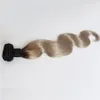 T1BGrijs ombre grijs haar weave Body wave menselijk haar bundels 100g 1PCSLOT zilvergrijs haar extensionsDubbel getrokkenGeen verlies7127956