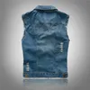 Hommes coréens Jeans Gilet Déchiré Denim Veste Slim Fit Sans Manches 2018 D'été Nouveau Style Jeans Mâle Manteau 6XL