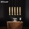 Nowoczesna LED Lampa wisząca Aluminiowa zawieszenie Oświetlenie Wiszące Lampy Cubowniki Sliver Gold Tube Light Rury Minimalistyczne Luksusowe Światła Biuro