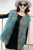 Vrouwen herfst winter luxe echte natuurlijke Mongoolse schapenbont volledige vacht verloopkleur bont mouwloze jas vest warm halflange casacos