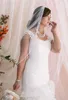 einlagiger Hochzeitsschleier, Brautschleier mit Bandkante, Weiß, Elfenbein, Champagner, Fingerspitzenlänge mit Kamm-Tüll 196a