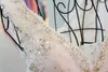 럭셔리 크리스탈 페르시 웨딩 드레스 2017 V 목 라인 신부 가운 레이스 위로 다시 스윕 기차 웨딩 드레스 맞춤 제작