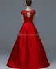 2019 Zuhair Murad Red Prom Dresses Party Cap Sleeves Lace Applique Beading Bridal Lace Up Plus Sizeフォーマルイブニングドレス8233537