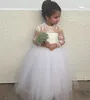 Бальные платья платья для девочек с длинными рукавами пышные маленькие девочки театрализованное платье для малышей аппликации с открытой шеей длинный подружка невесты