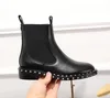 ship u753 40 black genuine leather stretch ankle flat short boots fashion celeb choices239j