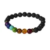 8mm Natural Lava Stone 7 Styles Beaded Strands Charm Bracelets Elastic Bangle Party Decor Jewelry For Women Men