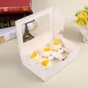 New 50pcs white/kraft card paper cupcake box 6 cup cake holders muffin cake boxes dessert portable package box six tray gift favor