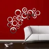 Silver Gold Cricle Wall Sticker Happy Mirror Ring Real Modern Acrylic Mirror 3D Wall Stickers Promotion Home Decoration Background Decor 20