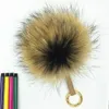 Ms.MinShu Raccoon Fur Key Chains Natural Fur Ball Keychains Genuine Fox Pompom Fur Charm For Bag Pendant