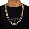 128g Heavy 24K Solid Gold Plated MIAMI CUBAN LINK Chain Extra-coarse Exaggerated Shiny Diamante Necklace Hip Hop Fine Jewelry Hipster Men Chains