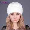BOAPT Soft Rabbit Double Disting Beanne Beanie Caps Слитые теплые зимние шляпы для женщин039S Кеп