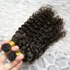 Eu dica extensões de cabelo brasileiro cacheado cacheado 100g 100s # 4 escuros marrom pré-ligado cabelo não remy extensões de cabelo humano