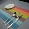 JANKNG4 Pcs/Lot Heat-insulated Tableware Dinner Mat Stripe PVC Placemat Pad Kitchen Dinning Bowl Dish Waterproof Pad Table Mat