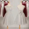 Scoop Neck Crystal Short Bridesmaid Dress Mint Green Short Party Dress Lace Up Fast Shipping