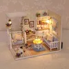 Hurtownia-lalka Dom DIY Miniaturowy Drewniany Puzzle 3D Dollhouse Miniaturas Meble Dom Doll na Prezent Urodzinowy Zabawki H13