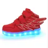 Creative Kids Shoes Light Lights Wings Sapatos USB Charging Light Up Girls 7 Cores Alterando luzes piscantes Sneakers5138241