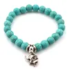 Natursten turkos bönpärlor strand armband uggla elefant träd av liv korsa palm charm Buddha armband armband manschetter modesmycken