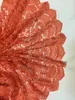 아름 다운 자홍색 컬러 아프리카 자 수선 레이스 꽃 자 수 QW15-5 드레싱을위한 수용성 guipure 레이스 직물