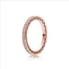 Rose Gold Plated 925 Sterling Silver Ring Hearts of European Pandora Style Smycken Charm Ring Gift