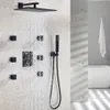 Matte Frosted Blackened Bathroom Shower Faucet Set Contemporary 12 Inch Rain Shower Head Thermostatic Shower Mixer Valve