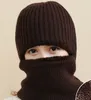 Unisex Örme Isıtıcı Kap Balaclava Maske Kış Yün Şapka Tutmak yetişkin Erkekler ve Kadınlar Boyun Isıtıcı Kalın Skullies Beanies Şapka 6 adet / grup