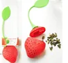 New Silicone Cute Red Strawberry with leaf Tea Leaf Strainer Herbal Spice Tea Infuser Filter