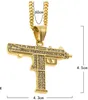 Mens Hiphop Jewelry Full CZ Diamond Pistol Submachine Gun Hip Hop Pendant Necklace with 3mm 24inch chain Wholesale