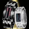 Commercio all'ingrosso 50 pz/lotto Mix 2 colori Metallo Stile Doppio LED Orologio Binario Uomo Donna stili Impermeabile 50 M orologi LL014