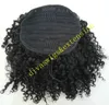 Seitenteil Afro Puffs schwarzer Clip in romantischen lockigen brasilianischen Echthaar-Pferdeschwanz-Haarverlängerungen mit Kordelzug, 120 g
