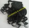 Brazylijski Kędzierzawy Falisty Sznurka Ponytails Human Hair Extension 1B Klipy 100-140g Remy Pony Tail Kawałek