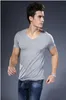 men's t-shirt sexy t-shirt deep v neck t shirt seamless no seaming tees thin and light standard t-shirt free shipping