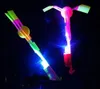 Novelty lighting LED Light Flash Flying Elastic Powered Arrow Sling Shoot Up Helicopter umbrella kids toy